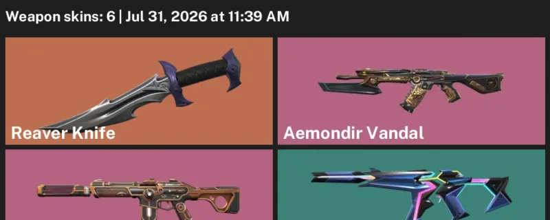 Valorant Accounts listing: LVL 7 · Reaver Knife · 6 Skins - Unranked, 6 skins