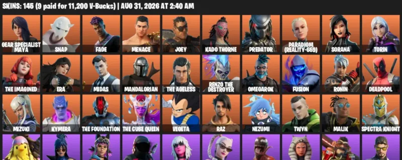 Fortnite account inventory for LVL 2361 - Gear Specialist Maya - Snap - 145 Outfits