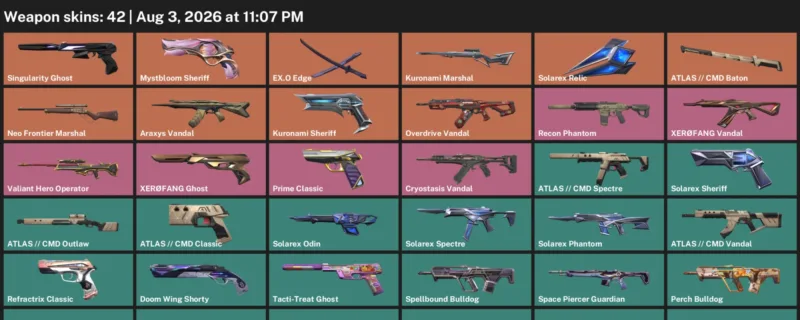 Valorant account inventory for LVL 54 · Araxys Vandal & Atlas & 42 Skins Araxys Vandal