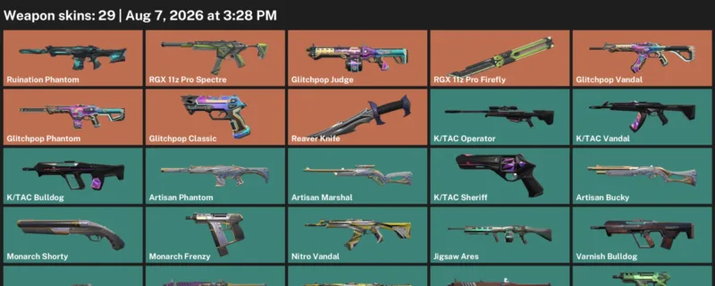 Valorant account inventory for LVL 55 · Reaver Knife & Glitchpop Phantom
