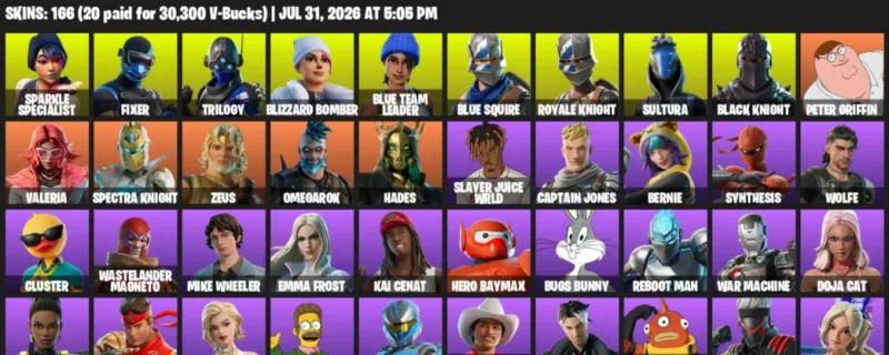 Fortnite account inventory for LVL 1941 - Sparkle Specialist - Fixer - 166 Outfits