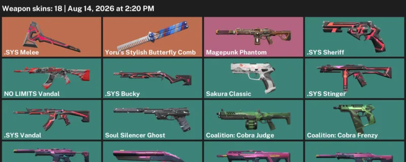 Valorant account inventory for LVL 51 · Sys Vandal & Sys Sheriff