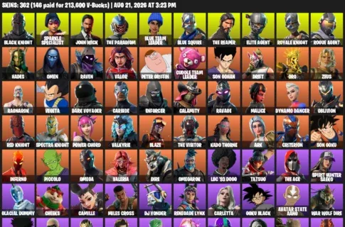 Fortnite account inventory for LVL 2891 - Black Knight - Sparkle Specialist - 362 Outfits