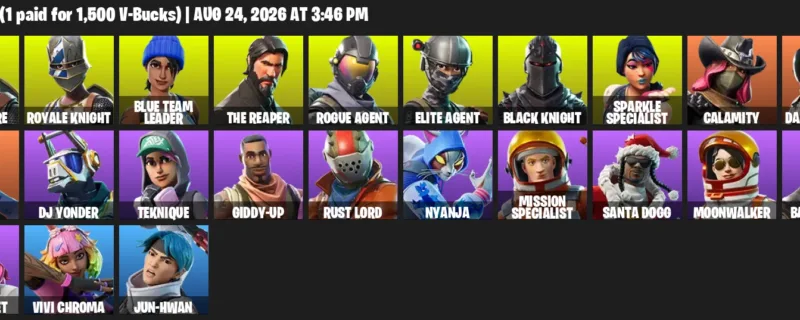 Fortnite account inventory for LVL 313 - Blue Squire - Royale Knight - 23 Outfits