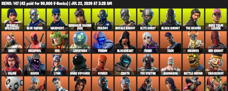 Fortnite Accounts listing: LVL 1571 - Sparkle Specialist - Blue Squire - 147 Outfits - 147 outfits