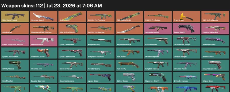 Valorant Accounts listing: LVL 286 · Hivemind Sword & Ruin Dagger · 112 Skins - Diamond 1, 112 skins