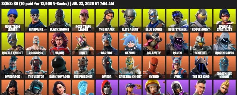 Fortnite Accounts listing: LVL 1164 - Blue Team Leader - Warpaint - 89 Outfits - 89 outfits