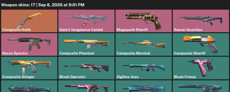 Valorant account inventory for LVL 66 · Composite Knife & Composite Phantom
