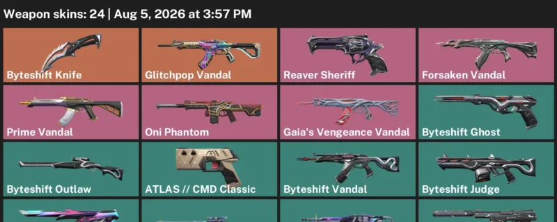 Valorant account inventory for LVL 133 · Byteshift Knife & Byteshift Vandal