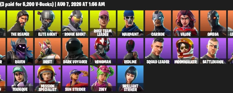 Fortnite account inventory for LVL 193 - OG Skull Trooper - The Reaper - 26 Outfits
