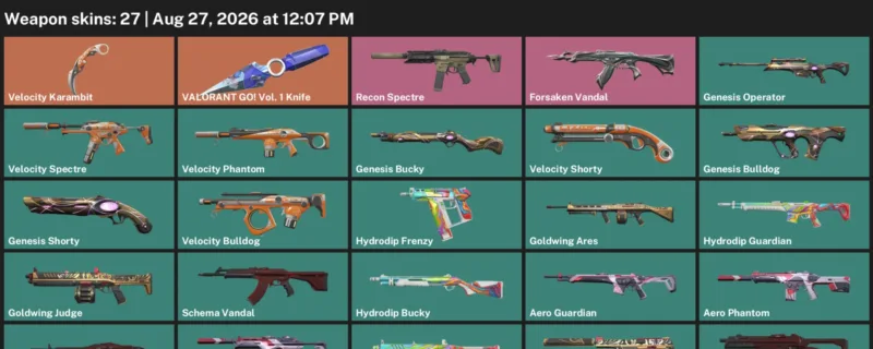 Valorant account inventory for LVL 40 · Velocity Karambit & Forsaken Vandal