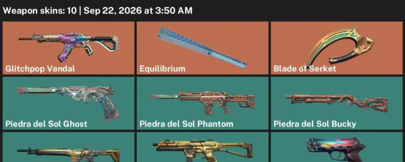 Valorant account inventory for LVL 28 · Glitchpop Vandal & Blade of Serket
