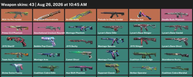 Valorant account inventory for LVL 149 · Striker Knife & Sys Sheriff
