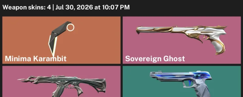 Valorant Accounts listing: LVL 26 · Minima Karambit · 4 Skins - Iron 2, 4 skins