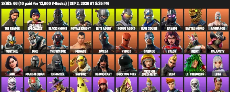 Fortnite account inventory for LVL 1025 - The Reaper - Sparkle Specialist - 66 Outfits