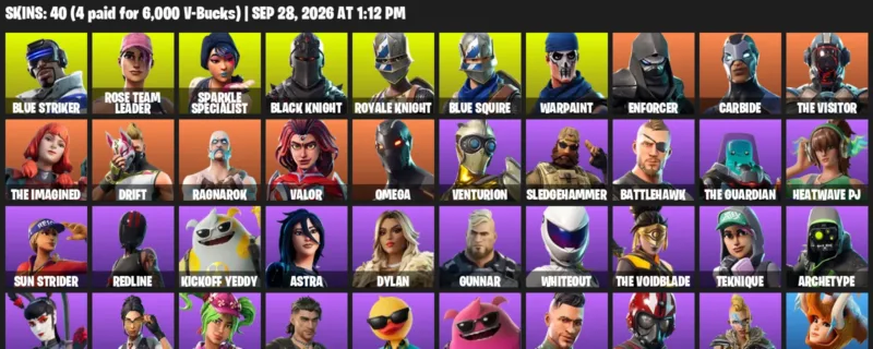 Fortnite account inventory for Blue Striker - Rose Team Leader - 40 Outfits