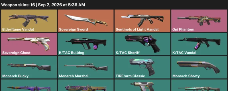Valorant account inventory for LVL 39 · Elderflame Vandal & Tac Sheriff