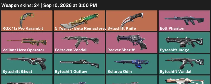 Valorant account inventory for LVL 38 · RGX 11z Pro Karambit & Byteshift Knife
