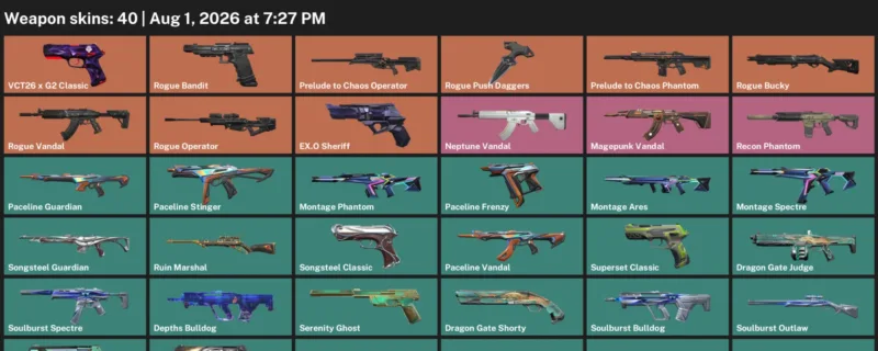 Valorant account inventory for LVL 52 · Dragon Gate Phantom & EX.O Sheriff