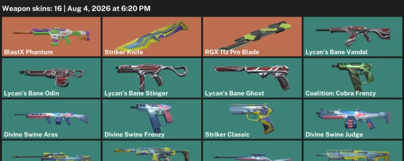 Valorant account inventory for LVL 72 · RGX 11z Pro Blade & Striker Knife & 16 Skins RGX 11z Pro Blade