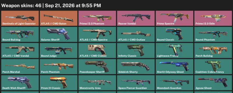 Valorant account inventory for LVL 267 · Cmd Vandal & Cmd Baton