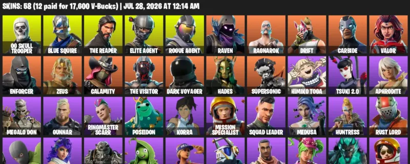 Fortnite Accounts listing: LVL 837 - OG Skull Trooper - Blue Squire - 58 Outfits - 58 outfits