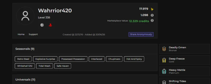 Rainbow Six Siege Accounts listing: LVL 338, Chupinazo, Retro Steel, 10x Elite - Platinum, 10 Black Ice