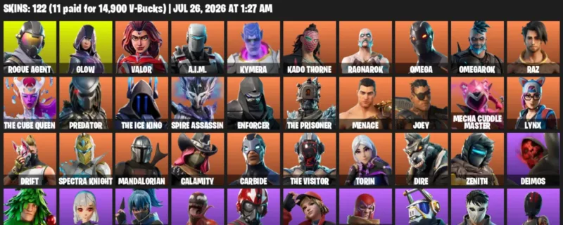 Fortnite Accounts listing: LVL 2582 - Rogue Agent - Glow - 122 Outfits - 122 outfits