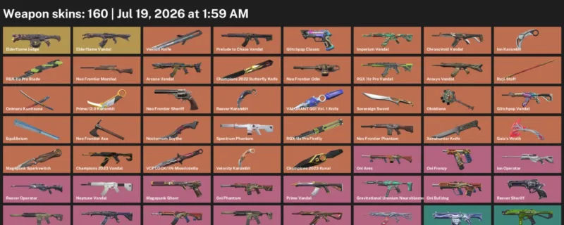 Valorant Accounts listing: LVL 142 · Champions 2022 Butterfly Knife & Champions 2023 Kunai · 160 Skins - Platinum 1, 160.