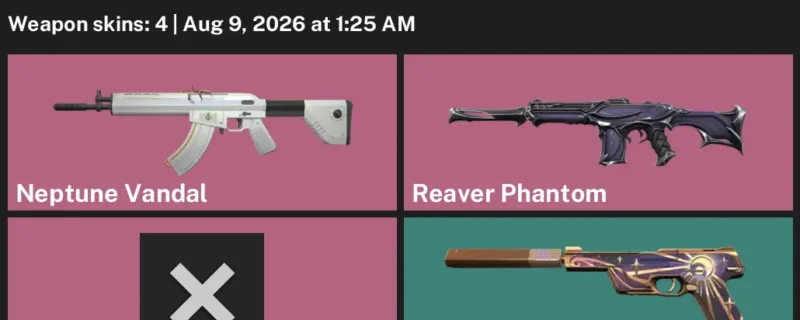 Valorant account inventory for LVL 88 · Reaver Phantom & Neptune Vandal