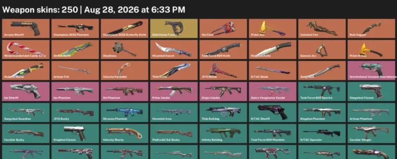 Valorant account inventory for LVL 422 · Champions 2022 Butterfly Knife & Tac Blade