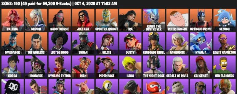 Fortnite account inventory for Valeria - Mizuki - 120 Outfits