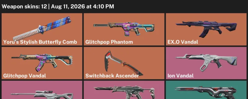 Valorant account inventory for LVL 73 · Glitchpop Vandal & Glitchpop Phantom