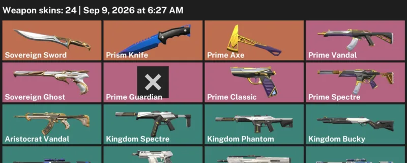 Valorant account inventory for LVL 1 · Prism Knife & Sovereign Sword & 24 Skins Prism Knife