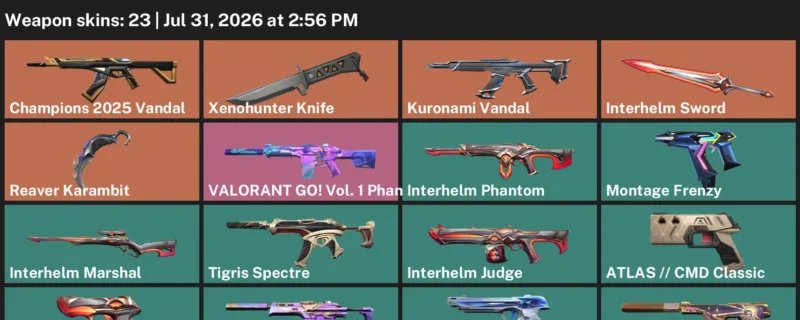 Valorant account inventory for LVL 116 · Reaver Karambit & Xenohunter Knife