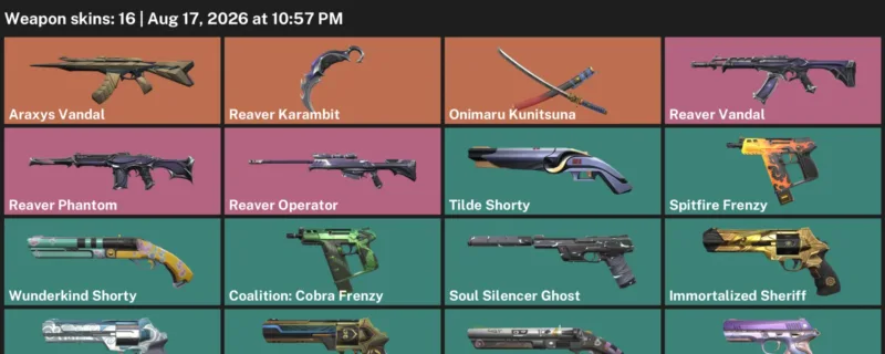 Valorant account inventory for LVL 161 · Reaver Karambit & Onimaru Kunitsuna