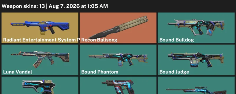 Valorant account inventory for LVL 62 · Luna Vandal & Bound Phantom