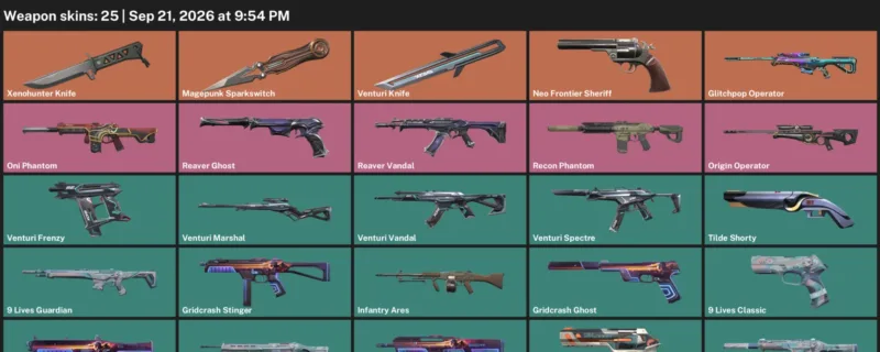 Valorant account inventory for LVL 92 · Xenohunter Knife & Glitchpop Operator