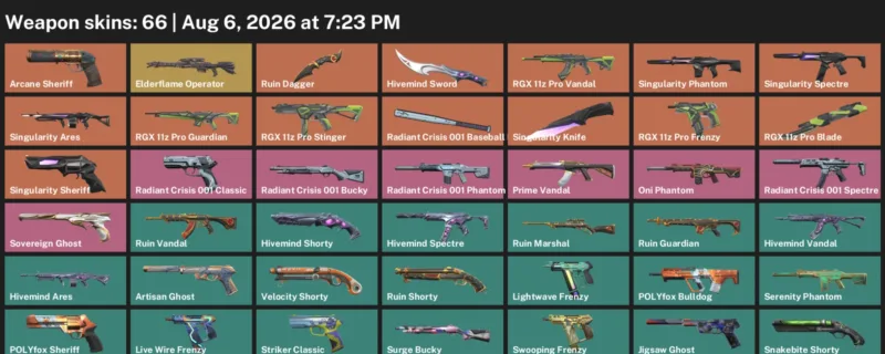 Valorant account inventory for LVL 347 · Arcane Sheriff & RGX 11z Pro Blade