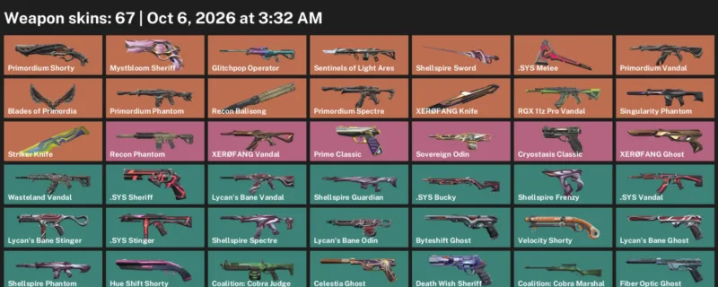 Valorant account inventory for LVL 209 · XerØFang Knife & Striker Knife
