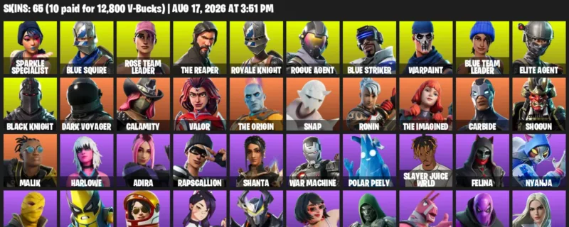 Fortnite account inventory for LVL 1066 - Sparkle Specialist - Blue Squire - 65 Outfits