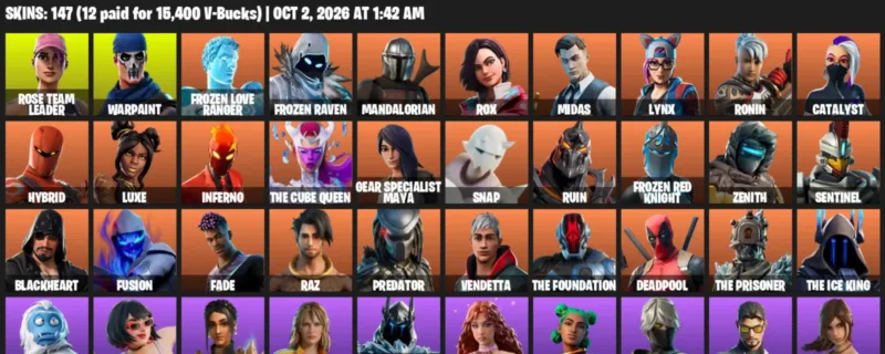 Fortnite account inventory for Rose Team Leader - Warpaint - 120 Outfits