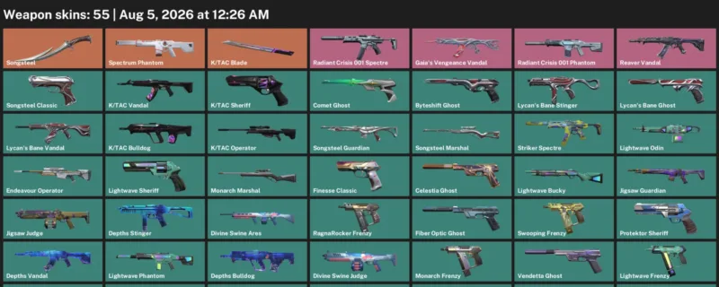 Valorant account inventory for LVL 314 · Tac Blade & Death Wish Sheriff