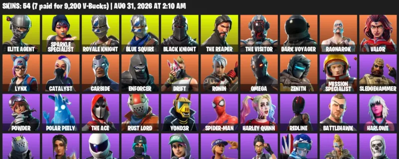 Fortnite account inventory for LVL 950 - Elite Agent - Sparkle Specialist - 54 Outfits