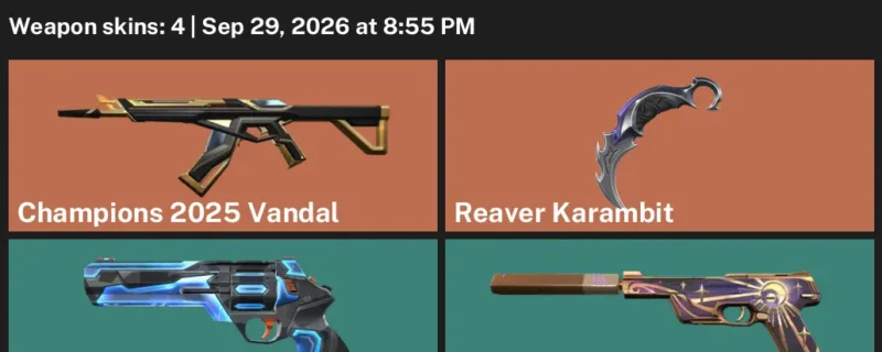 Valorant account inventory for LVL 84 · Champions 2025 Vandal & Reaver Karambit