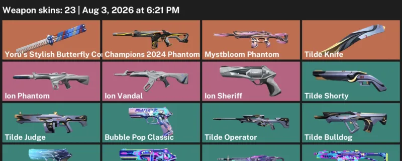 Valorant account inventory for LVL 91 · Champions 2024 Phantom & Ion Vandal