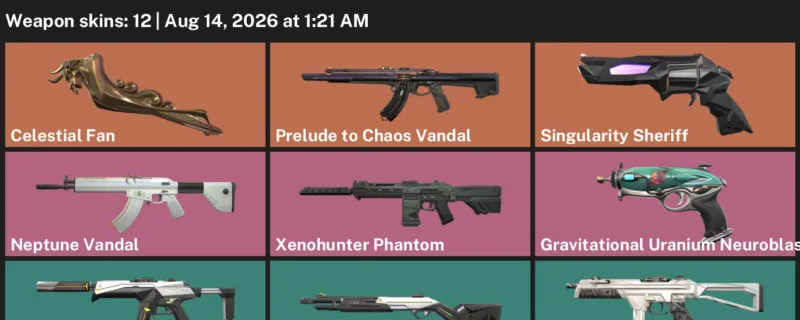 Valorant account inventory for LVL 31 · Celestial Fan & Xenohunter Phantom & 12 Skins Celestial Fan