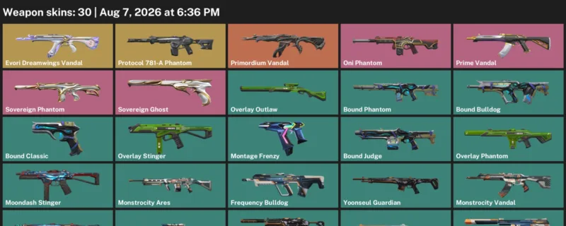 Valorant account inventory for LVL 55 · Bound Phantom & Evori Dreamwings Vandal