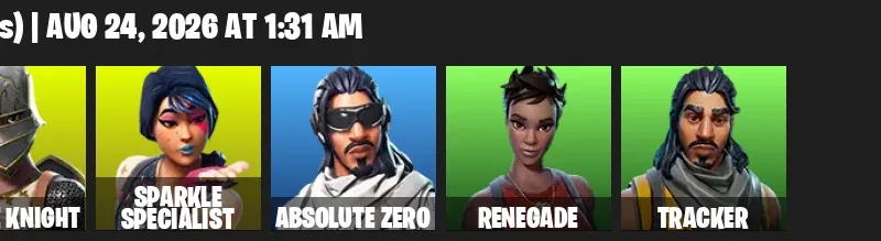 Fortnite account inventory for LVL 181 - Black Knight - Blue Squire - 7 Outfits