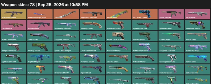 Valorant account inventory for LVL 492 · Striker Knife & Cmd Classic